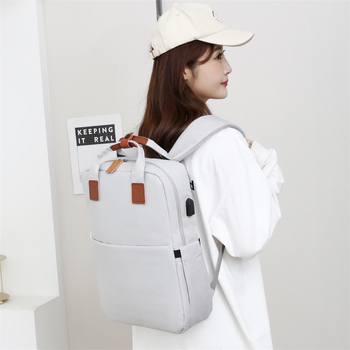 Unisex casual ruksak s potpisom loga, pretinac za prijenosno računalo, Oxford materijal, kapacitet ispod 20L, prozračan, zakrivljene naramenice