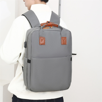 Unisex casual ruksak s potpisom loga, pretinac za prijenosno računalo, Oxford materijal, kapacitet ispod 20L, prozračan, zakrivljene naramenice