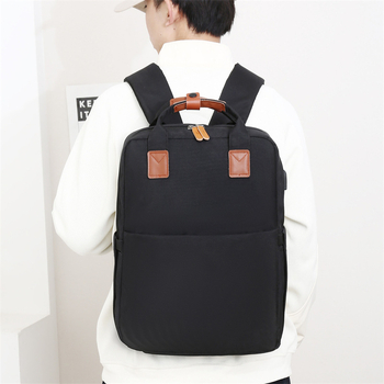 Unisex casual ruksak s potpisom loga, pretinac za prijenosno računalo, Oxford materijal, kapacitet ispod 20L, prozračan, zakrivljene naramenice