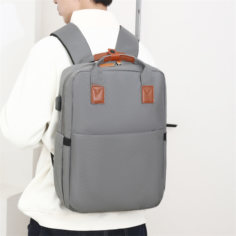 Unisex casual ruksak s potpisom loga, pretinac za prijenosno računalo, Oxford materijal, kapacitet ispod 20L, prozračan, zakrivljene naramenice