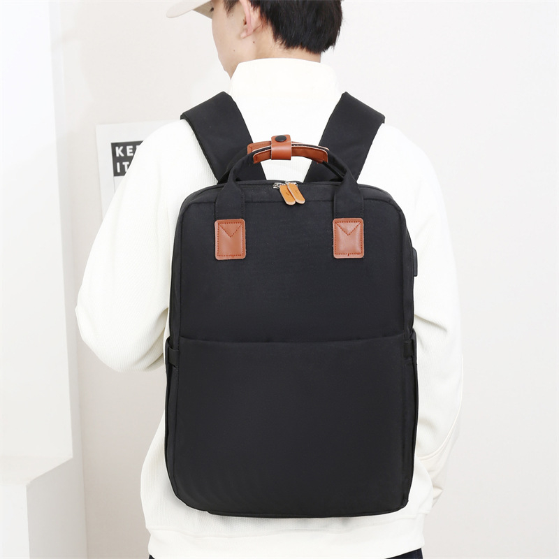 Unisex casual ruksak s potpisom loga, pretinac za prijenosno računalo, Oxford materijal, kapacitet ispod 20L, prozračan, zakrivljene naramenice