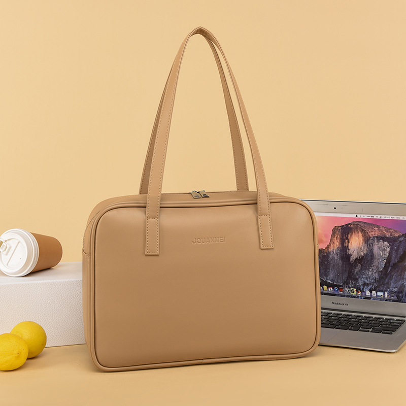 Geantă pentru laptop cu curea de umăr din PU, rezistentă la apă, antișoc, anti-furt, design ergonomic pentru purtare pentru femei