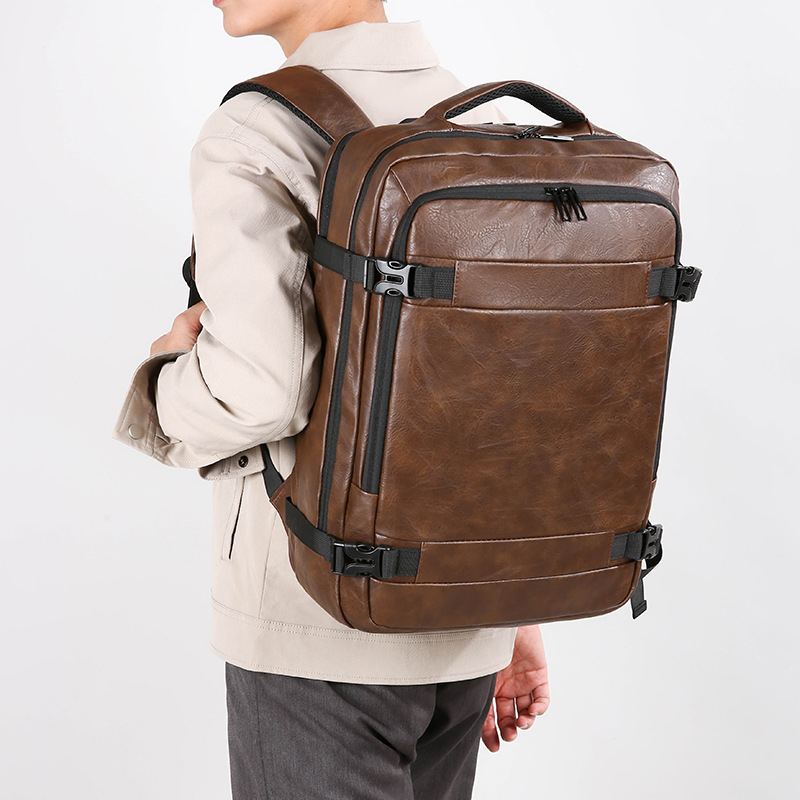 Muški poslovni ruksak za laptop, velika kapacitet 36–55 L, PU materijal, poslovni elitni stil, otporan na habanje, zakrivljene naramenice