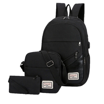 Ruksak od Oxford platna za poslovni laptop, 3-djelni set, veliki kapacitet, unisex, za putovanja, s USB priključkom