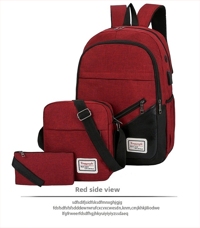 Ruksak od Oxford platna za poslovni laptop, 3-djelni set, veliki kapacitet, unisex, za putovanja, s USB priključkom