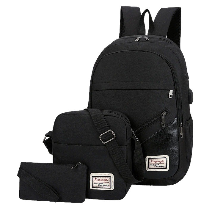 Ruksak od Oxford platna za poslovni laptop, 3-djelni set, veliki kapacitet, unisex, za putovanja, s USB priključkom