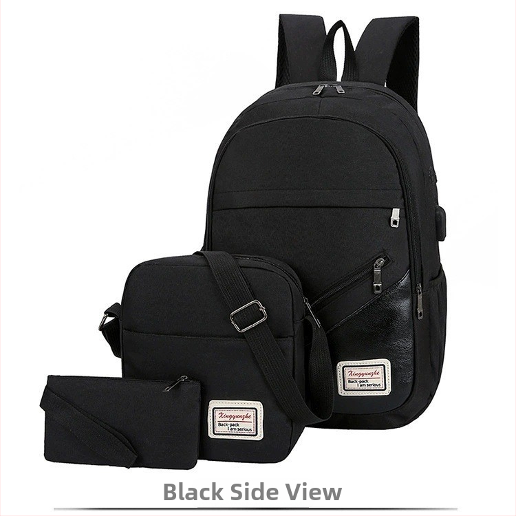 Ruksak od Oxford platna za poslovni laptop, 3-djelni set, veliki kapacitet, unisex, za putovanja, s USB priključkom