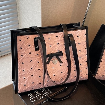 Bow Tote taška – Unisex štýl, polyester, podšívka z plátna, skrytý zipsový vrecko, vrecko na telefón a na notebook