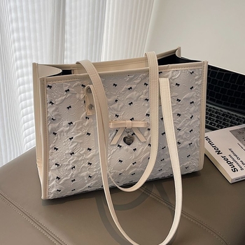 Bow Tote taška – Unisex štýl, polyester, podšívka z plátna, skrytý zipsový vrecko, vrecko na telefón a na notebook