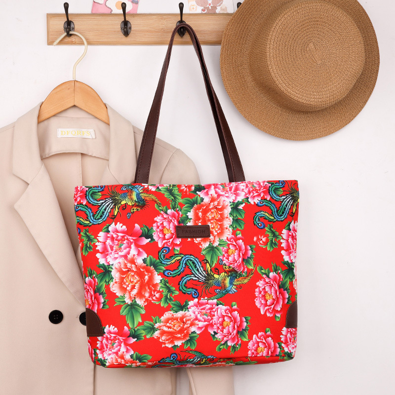 Geantă de pânză cu fermoar, formă orizontală pătrată, buzunare interne pentru telefon, documente și laptop, bretele duble