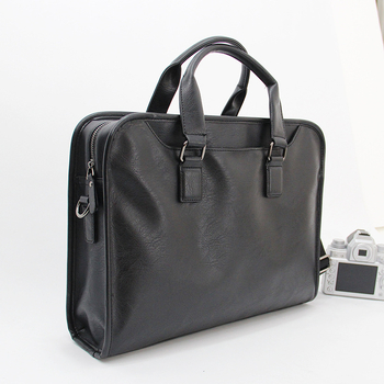 Férfi üzleti aktatáska PU bőrből, egyszínű, belső poliészter bélés, vízálló, ideális üzleti utazásokhoz