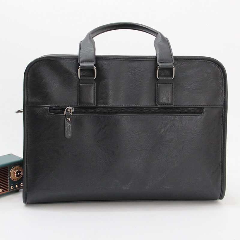 Férfi üzleti aktatáska PU bőrből, egyszínű, belső poliészter bélés, vízálló, ideális üzleti utazásokhoz
