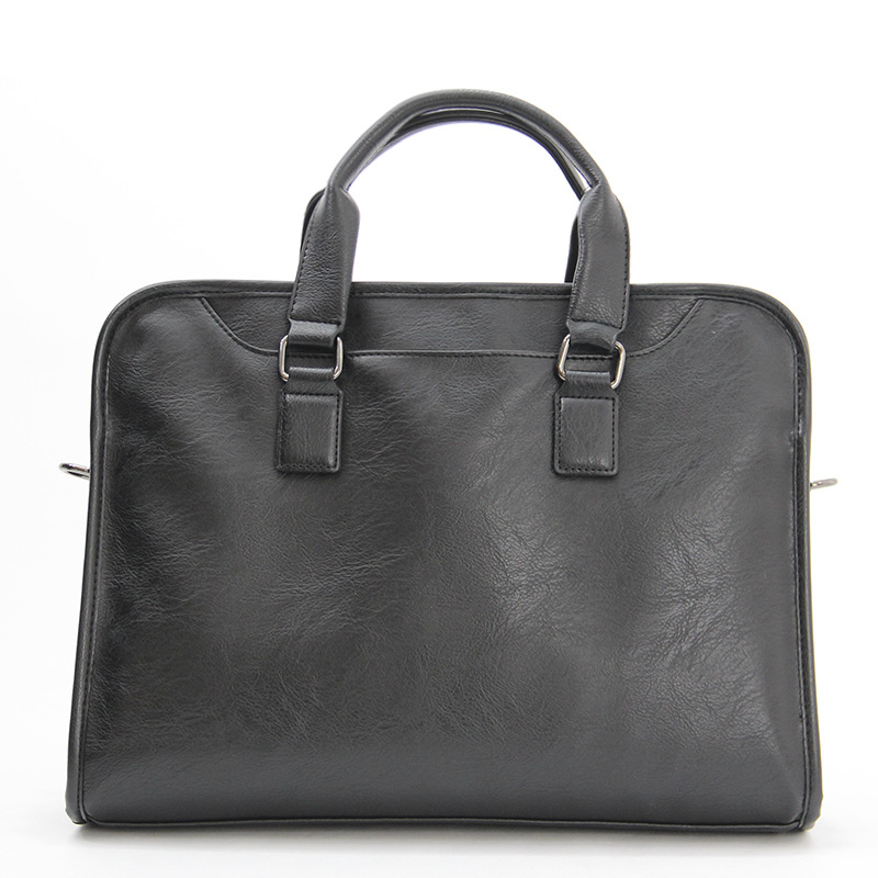 Férfi üzleti aktatáska PU bőrből, egyszínű, belső poliészter bélés, vízálló, ideális üzleti utazásokhoz