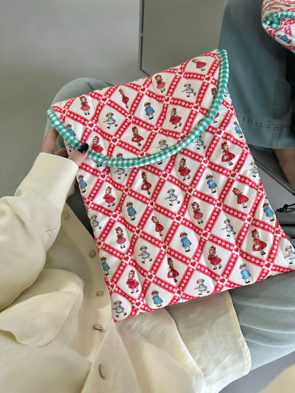 Zamatová taška na počítač, Unisex, s vyšitým detailom, jar 2025