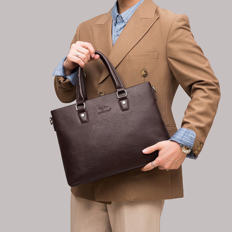 Vyrinė dokumentų rankinė iš PU, daugiasluoksė konstrukcija, atspari vandeniui, atspari dėvėjimuisi, didelė talpa