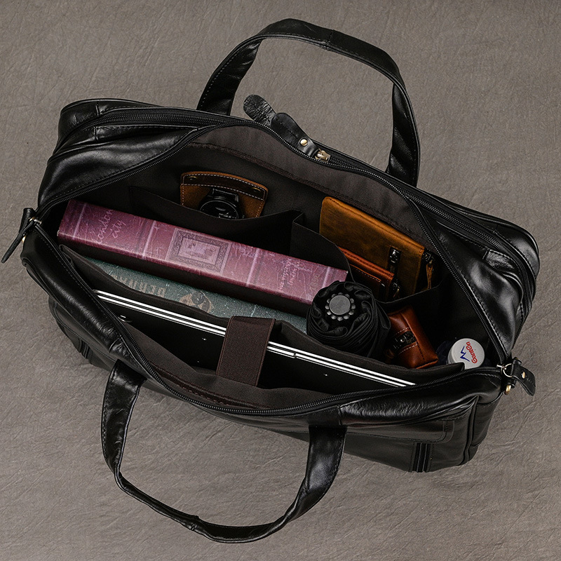 Odinė verslo rankinė – Didelė talpa, pirmosios kokybės karvių oda, pečių ir crossbody dirželis, išplėtimas