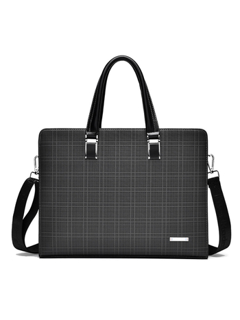 Vyriski crossbody verslo rankinė — PVC medžiaga; languotas raštas; poliesterio pamušalas; dėvėjimuisi atspari; Nine Thousand Cats ženklas