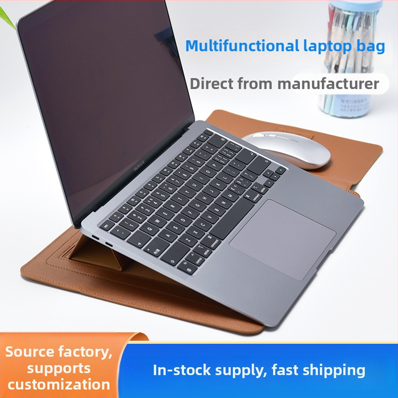Geantă pentru laptop MacBook cu suport de răcire și pad pentru mouse | Piele PU, impermeabilă, rezistentă la șocuri, stil business de elită