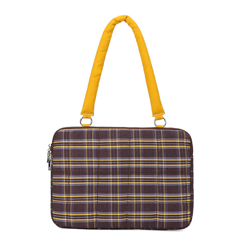 Geantă de umăr pentru calculator cu buzunar intern pentru iPad – nylon, căptușeală din poliester, stil urban minimalist, model dungi, primăvara 2025