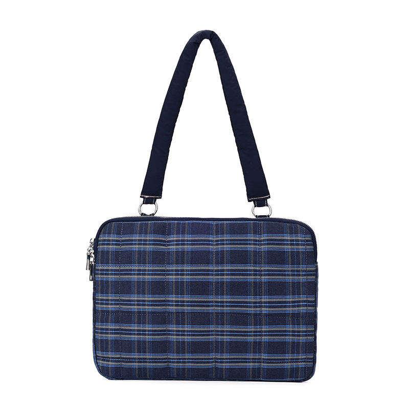 Geantă de umăr pentru calculator cu buzunar intern pentru iPad – nylon, căptușeală din poliester, stil urban minimalist, model dungi, primăvara 2025