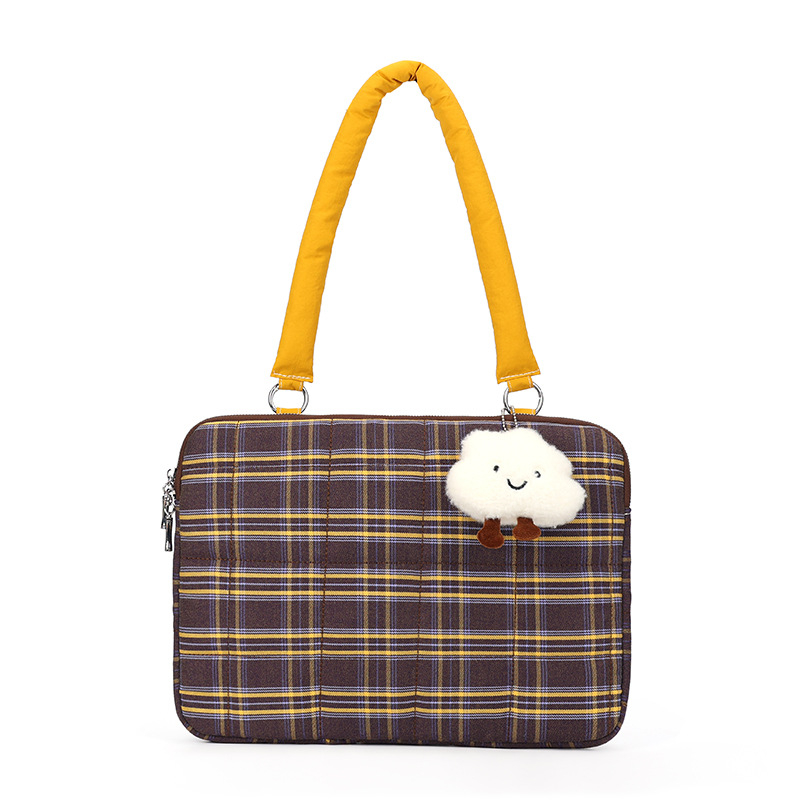 Geantă de umăr pentru calculator cu buzunar intern pentru iPad – nylon, căptușeală din poliester, stil urban minimalist, model dungi, primăvara 2025