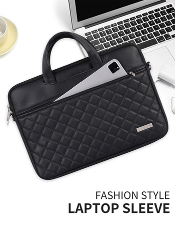 Husă pentru laptop CanvasArtisan din PU — model carouri, rezistent la uzură, rezistență la șocuri, căptușeală din poliester