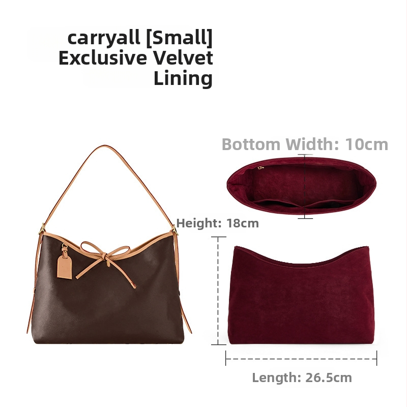 LV Carryall Organizator interior pentru geantă — material pluș, căptușeală din poliester, respirabil, impermeabil, ultra-ușor