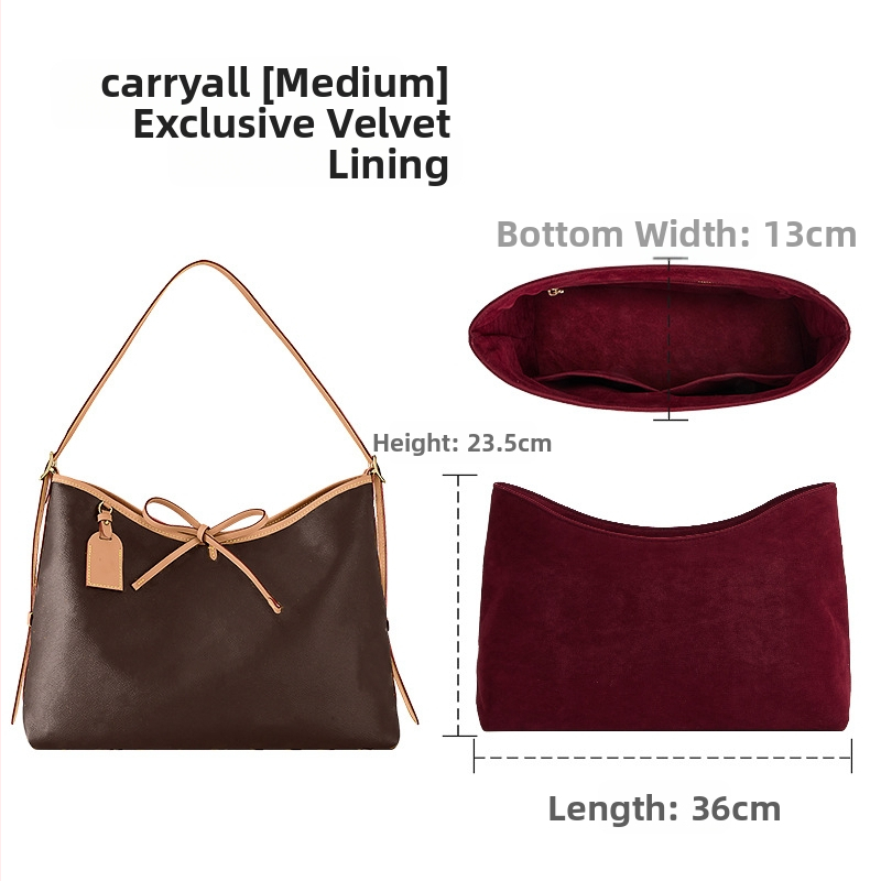 LV Carryall Organizator interior pentru geantă — material pluș, căptușeală din poliester, respirabil, impermeabil, ultra-ușor