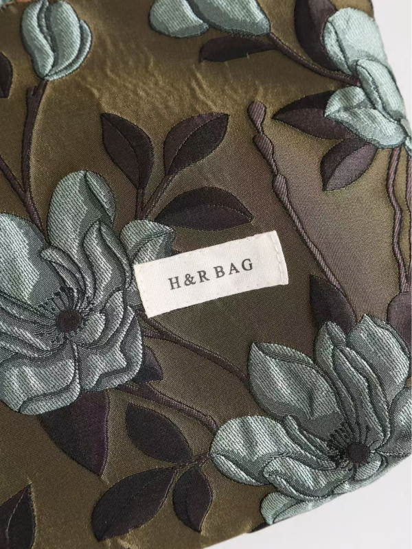 Kozmetička torbica s motivom magnolije, veliki kapacitet, platno, ručno držanje, putna clutch torbica