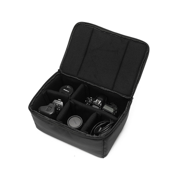 DSLR kamera táska belső háromobjektíves párnázattal, ütésálló, vízlepergető poliészter, bársony belső bélés
