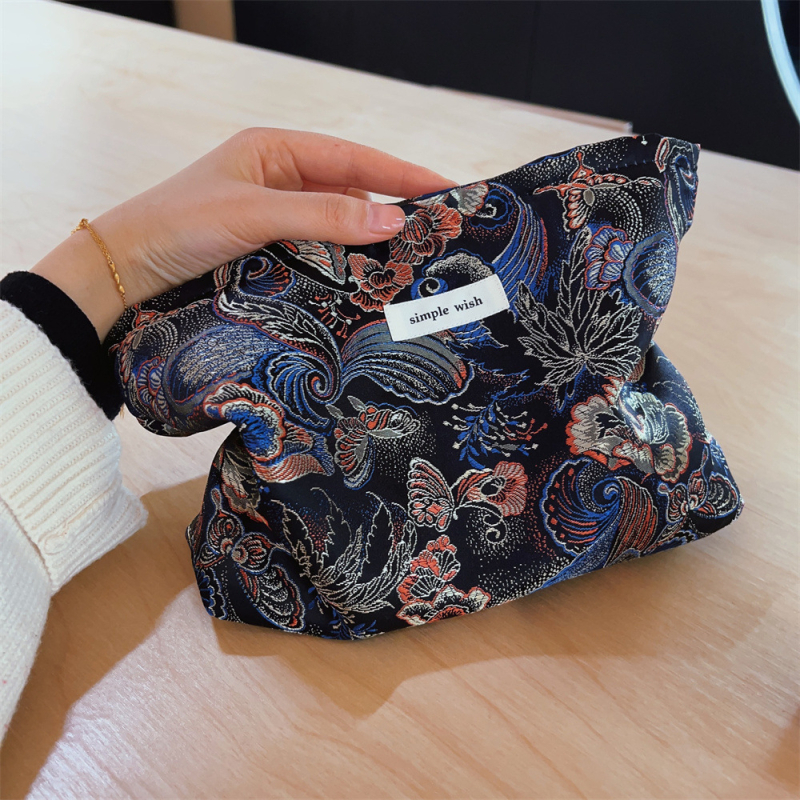 Kanvas kosmētikas soma ar horizontālu kvadrāta formu, rāvējslēdzējs, mīksta odere