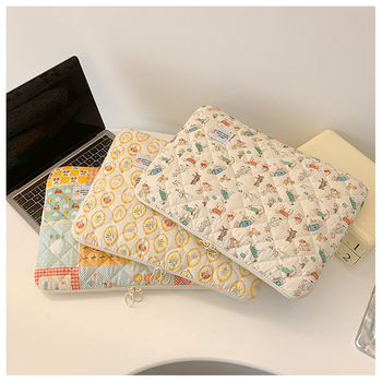 Laptop tároló táska vászonból, nylon bélés, geometriai minta, lélegző