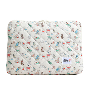 Laptop tároló táska vászonból, nylon bélés, geometriai minta, lélegző