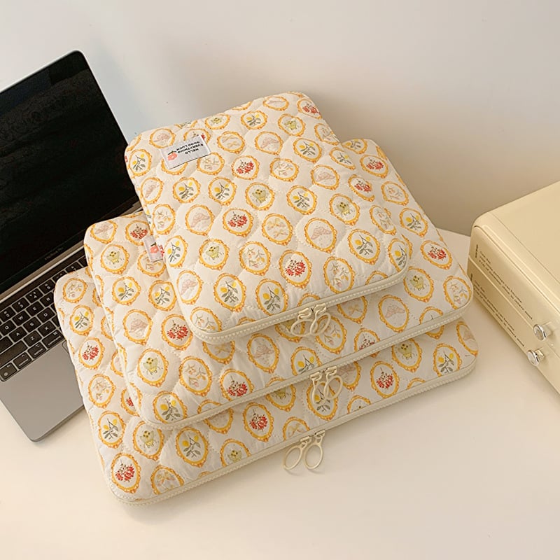 Laptop tároló táska vászonból, nylon bélés, geometriai minta, lélegző