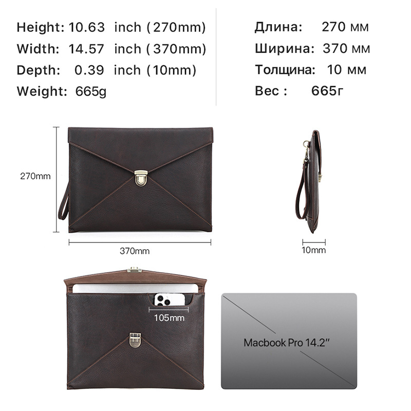 Valódi bőr laptop-tok MacBook Pro és MacBook Air számára – boríték-stílusú védőtok