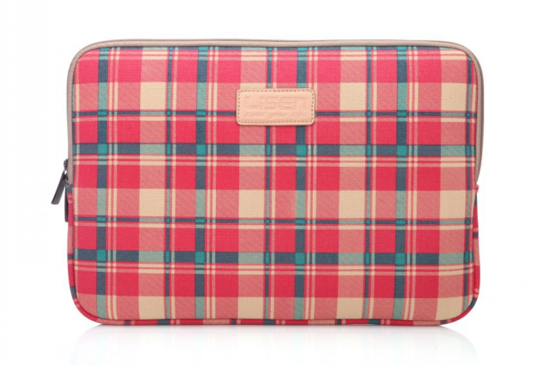 LISEN ruuduline liner-kott sülearvutile ja tahvelarvutile, kanvas, tõmblukk, sisemine arvutikott, triibuline muster