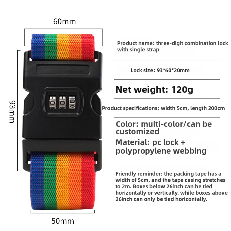 Bretea pentru bagaje Changhao – polipropilenă, nivel de securitate 1, stil de călătorie în timpul liber, model dungat