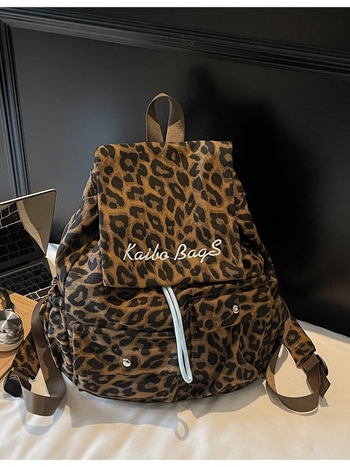 Ženski kožni ruksak s leopard printom, kapacitet 36–55 L, za 13-inčni laptop, lagan, rameni jastuci s zračnim jastučićima