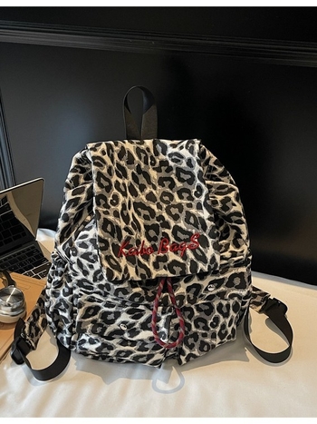 Ženski kožni ruksak s leopard printom, kapacitet 36–55 L, za 13-inčni laptop, lagan, rameni jastuci s zračnim jastučićima