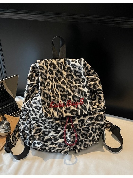 Ženski kožni ruksak s leopard printom, kapacitet 36–55 L, za 13-inčni laptop, lagan, rameni jastuci s zračnim jastučićima