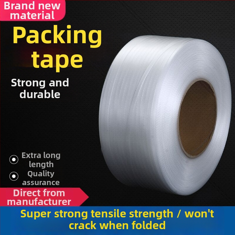 Caurspīdīgā PP saitēšanas iekārta pusautomatiskai iepakošanai ar karstās līmēšanas tehnoloģiju, 0,6 mm biezums, vilkšanas izturība 10 kg