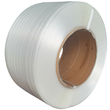 Poliestera šķiedras iepakošanas lente ar sprādzi, platums 13–32 mm, biezums 0,9–1,2 mm, rulona diametrs 200 mm