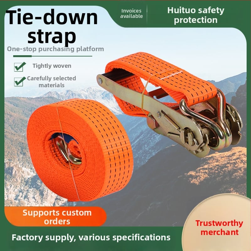 Poliesterio diržai su dvigubais kabliukais bagažui ir sunkvežimiams, lygus paviršius, pritaikomos galimybės