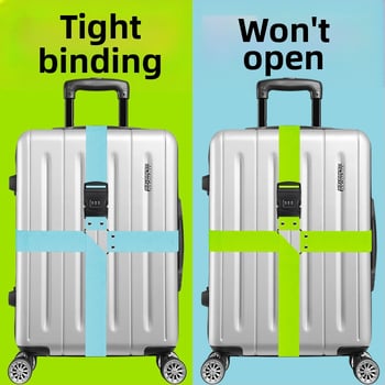 Bandă de bagaje cu cruce întărită și lacăt cu combinație, pentru împachetarea și fixarea valizelor; material corduroy