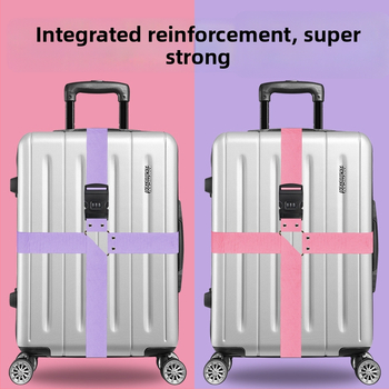 Bandă de bagaje cu cruce întărită și lacăt cu combinație, pentru împachetarea și fixarea valizelor; material corduroy