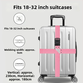 Bandă de bagaje cu cruce întărită și lacăt cu combinație, pentru împachetarea și fixarea valizelor; material corduroy