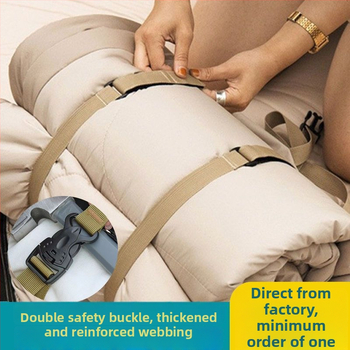 Bandă de prindere pentru bagaje pentru camping, reglabilă, cu cataramă dublă de siguranță, anti-alunecare, PU material, întărit