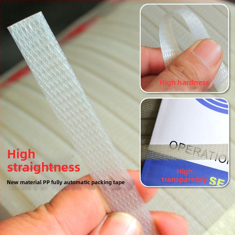 Translūcēta PP iepakošanas lente automatiskajai iepakošanas iekārtai – Vilces spēks: Spēcīgs, Svars: 10, Rullīša ārējais diametrs: 400, Iekšējais diametrs: 200