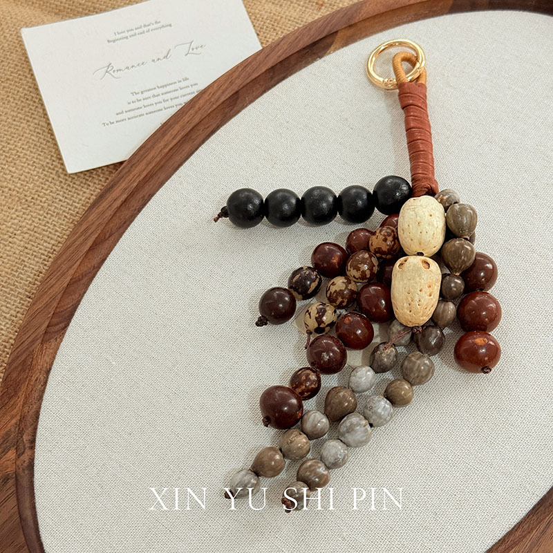 Висулка за чанти, ръчно плетена, флорални мотиви, смесени материали, ретро стил