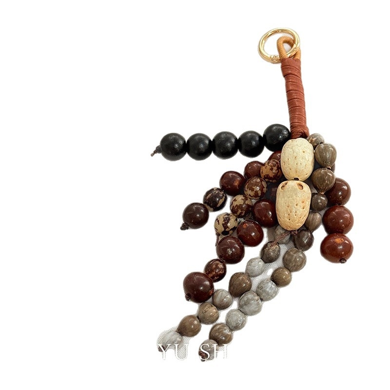 Висулка за чанти, ръчно плетена, флорални мотиви, смесени материали, ретро стил